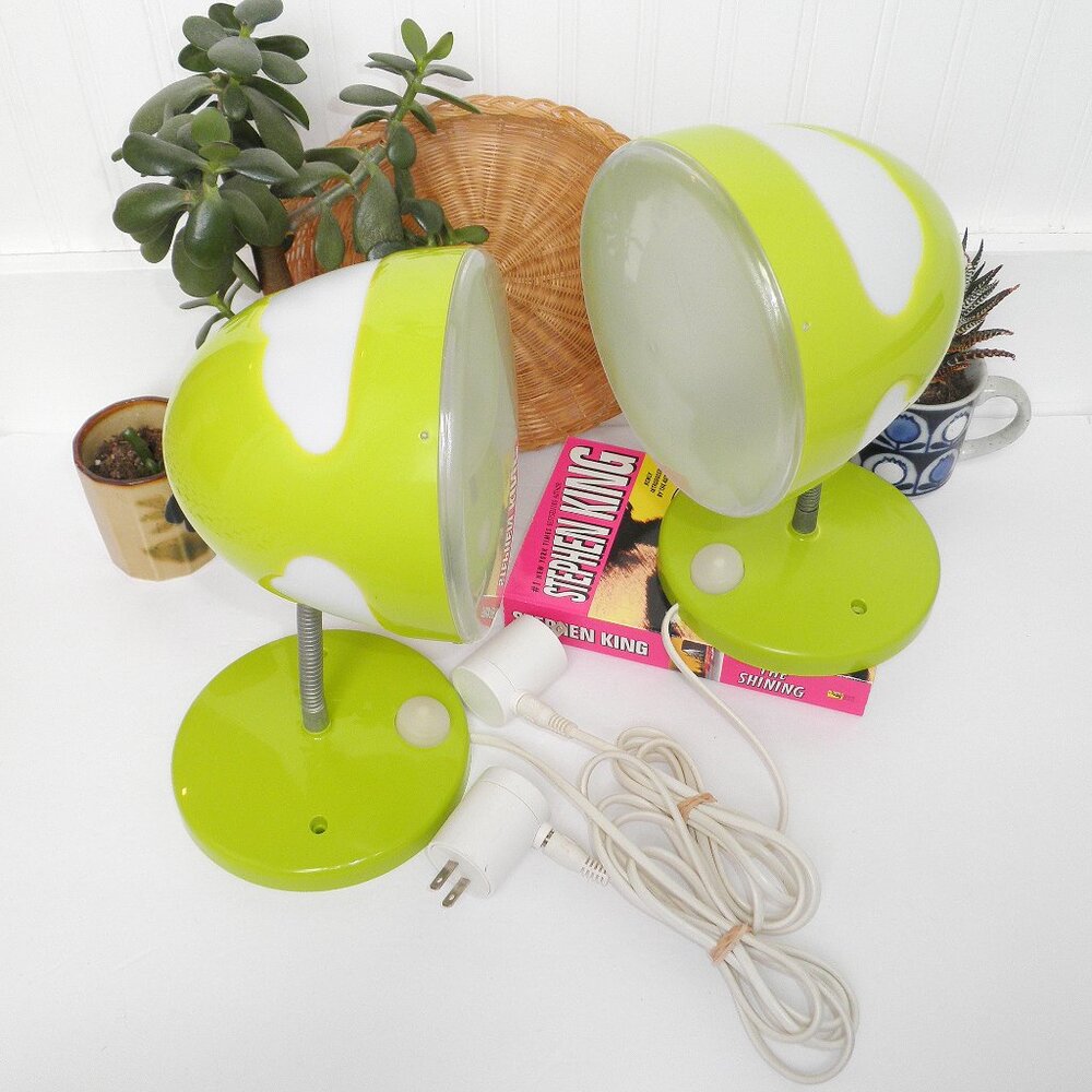 Vintage IKEA 2000s Skojig Lime Green Pair of Cloud Mushroom Lamps Mountable Y2K - Picture 6 of 9
